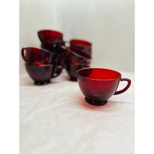 Vintage MCM Anchor Hocking Royal Ruby Red Punch Cups Set 6